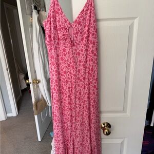 Pink Floral Midi Dress